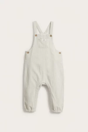 Baby green striped dungarees