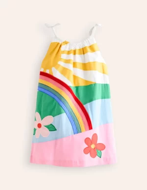 Strappy Appliqué Dress – Rainbow