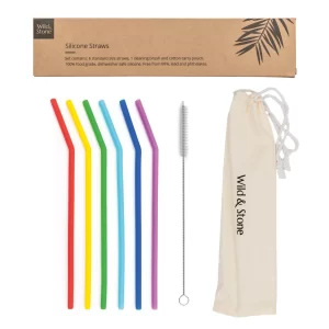 REUSABLE SILICONE DRINKING STRAWS – 6 PACK